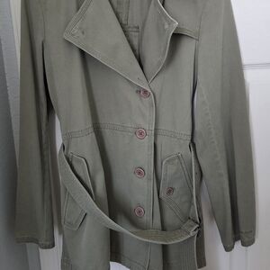 DKNY Olive Utility Jacket with Belt and Buttons